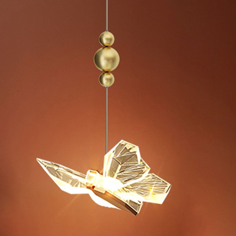 Gold Acrylic Down Lighting Pendant Contemporary 1-Light Ceiling Light for Bedroom