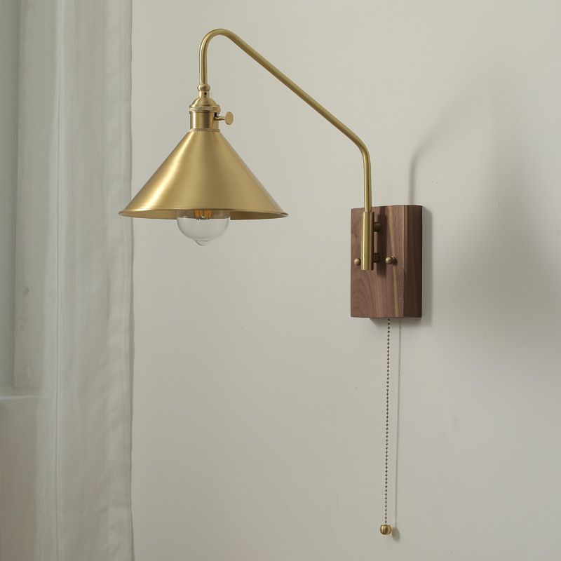 Cone Shape Metal Wall Light Modern Style 1 Light Wall Light Sconce in Gold