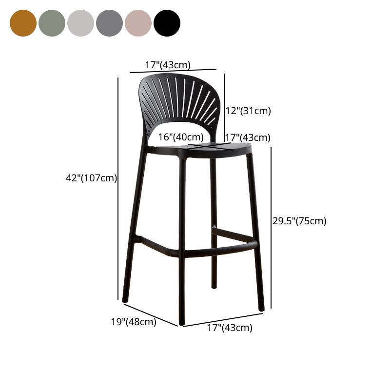 Nordic Plastic Einfacher stapelbarer Barhocker für den Innenbereich, hoher Hocker mit Sattelsitz