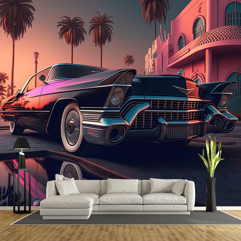 Car Illustration Pattern Mural Moistureproof for Living Room and Bedroom Decoration