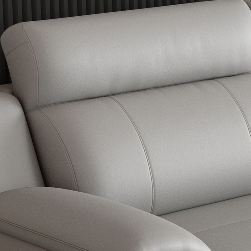 Light-grey Contemporary Sofa Genuine Leather Living Room Sofa & Chaise