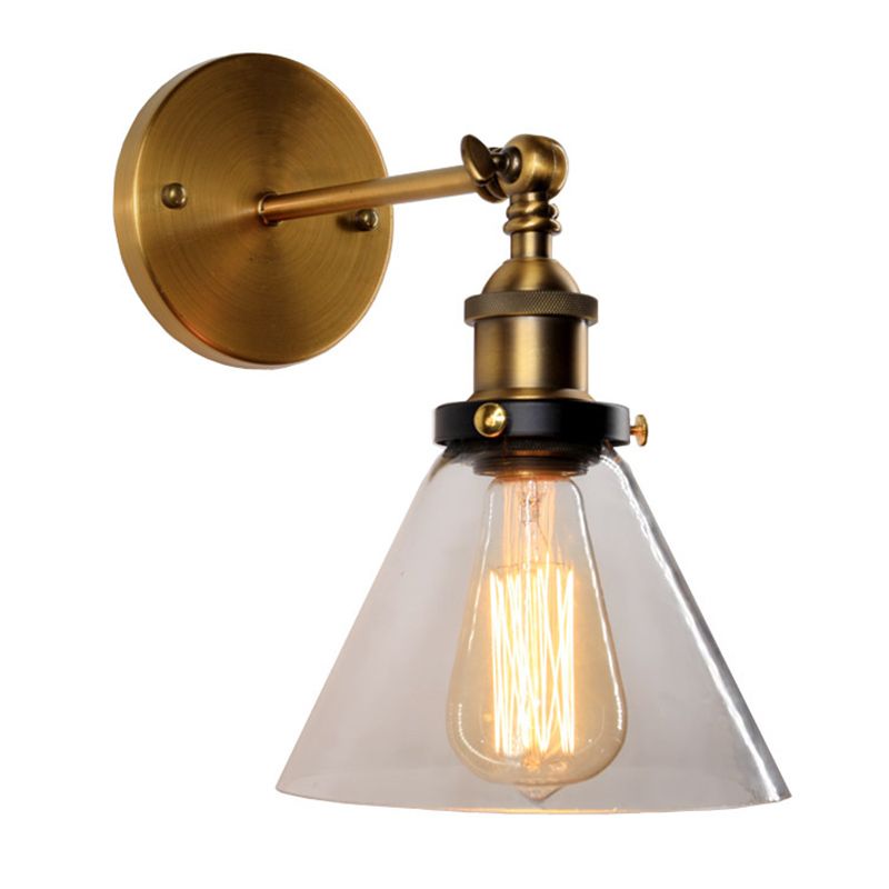 Loft Industrial Wall Mount Light Single Light Glass Shade Sconce Light for Bedside Restaurant
