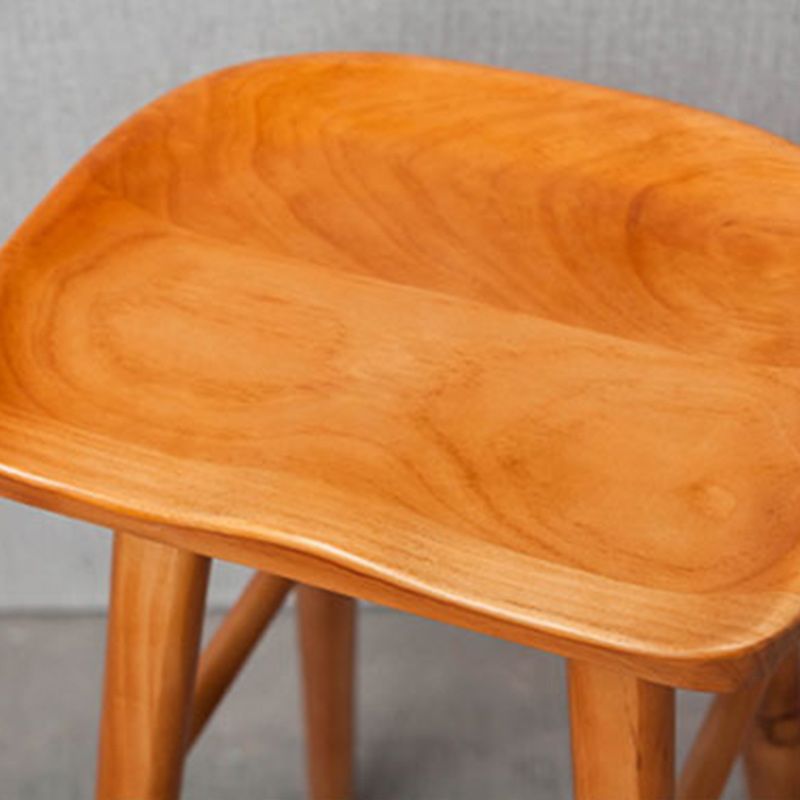 Solid Wood Indoor Counter Chair Saddle Seat Backless Counter Bar Stool