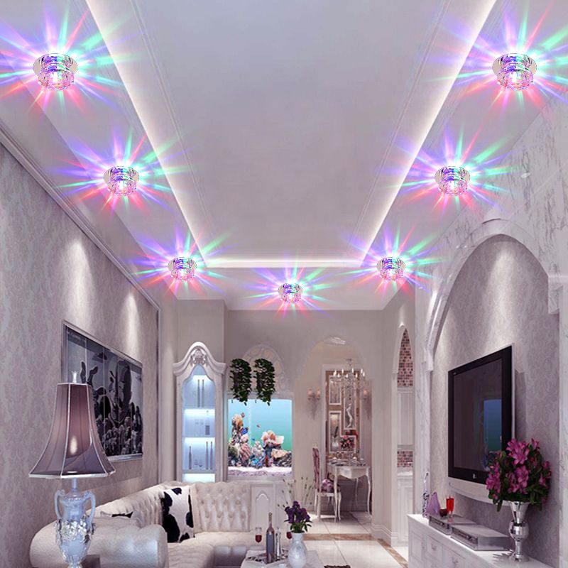 Mini plafonnier en cristal Downlight simplicité en acier inoxydable LED encastré éclairage