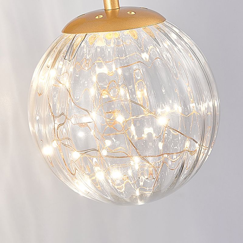 Modern Artistic LED Wall Lamp Wrought Iron Globe Wall Sconce with Glass Shade