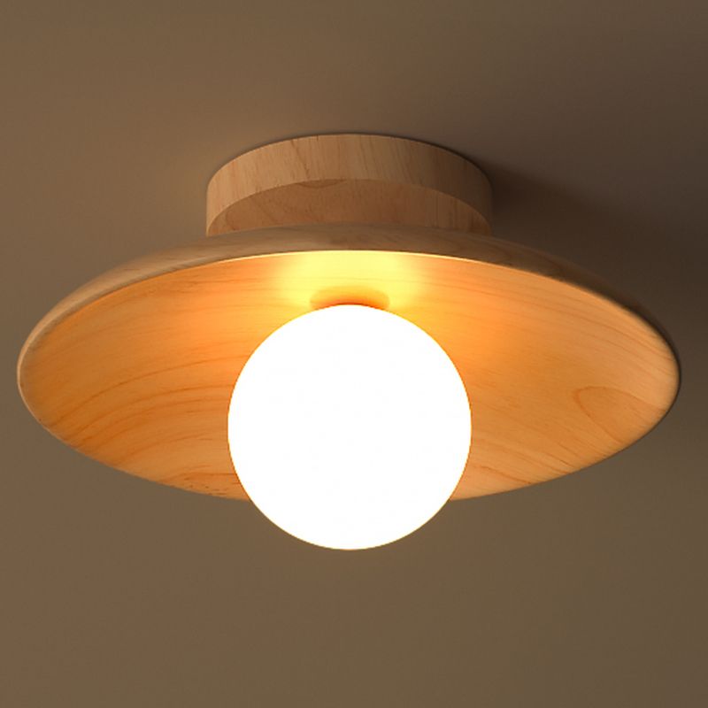 Lámpara de techo de madera moderna y sencilla, mini lámpara de pasillo de montaje semiempotrado con 1 luz