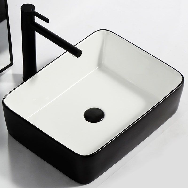 Modern Bathroom Sink Pop-Up Drain Rectangular Trough Sink without Faucet