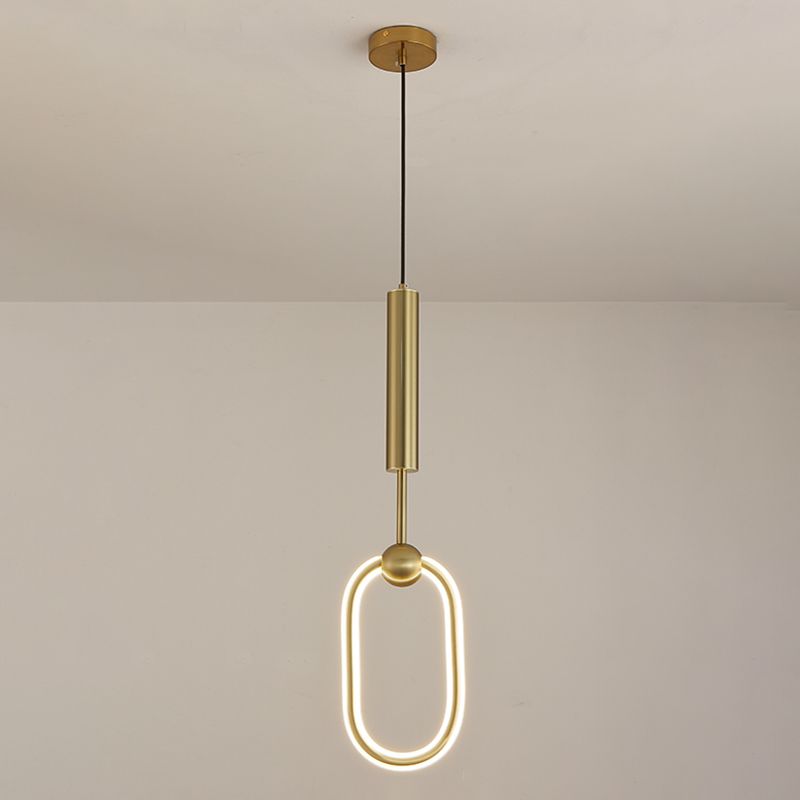 Ring and Oval Shape LED Pendant Light Modern Style Simple Metal Ceiling Pendant Light