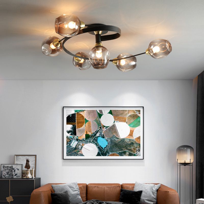 Glass Shaded Ceiling Mount Light Fixture Minimalist Semi Flush Mount Ceiling Fixture