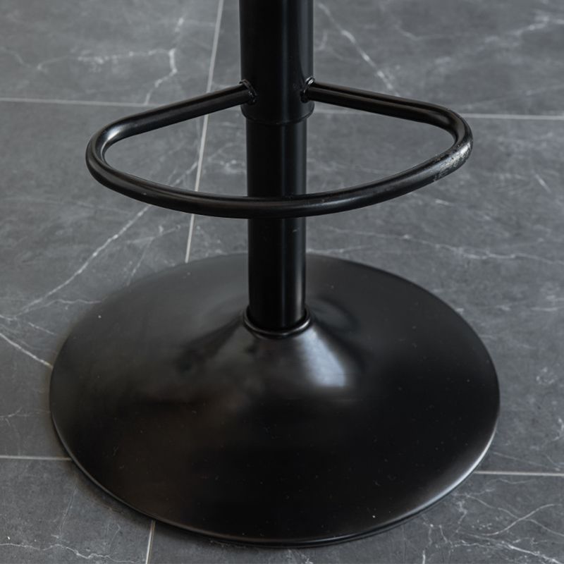 1 Pcs Scandinavian Adjustable Height Counter Stools Leather Iron Bar Stools with Footrest