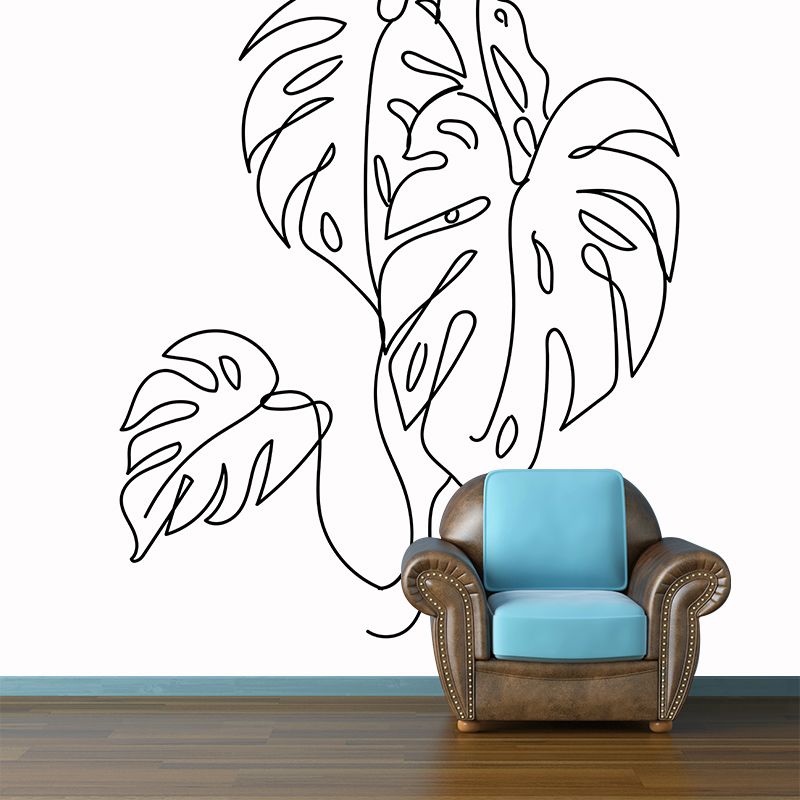 Illustration Plant Pattern Mural Stain Resistant Living Room Wall Mural