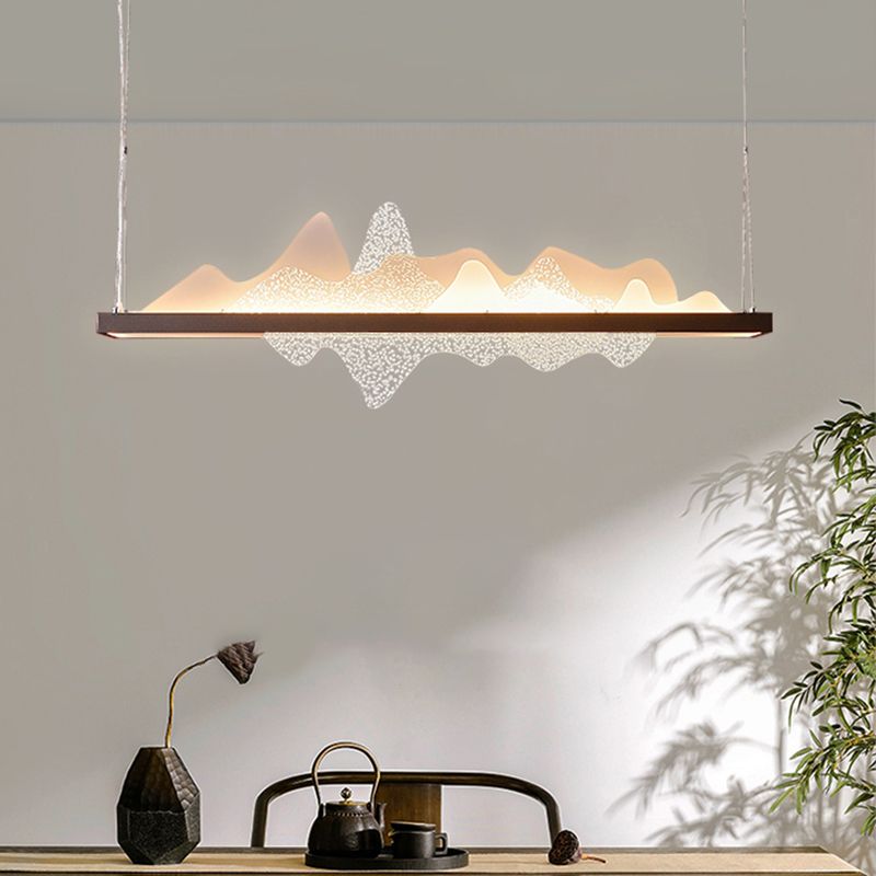 Black Metal Island Lightsing Lámpara de colgantes LED de restaurante moderno con sombra acrílica