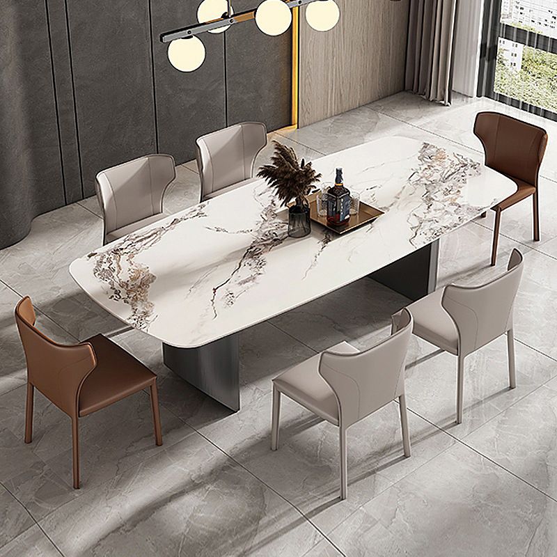 Industrial Rectangle Dining Table Sintered Stone Table with Metal Legs