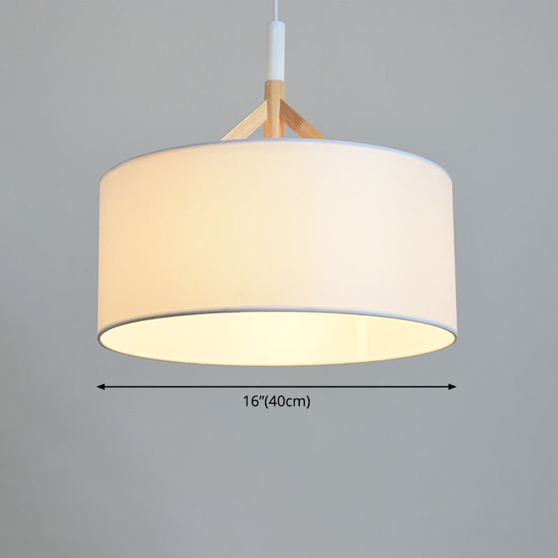 Off White Fabric Shade Chandelier Drum Shape Ceiling Lights