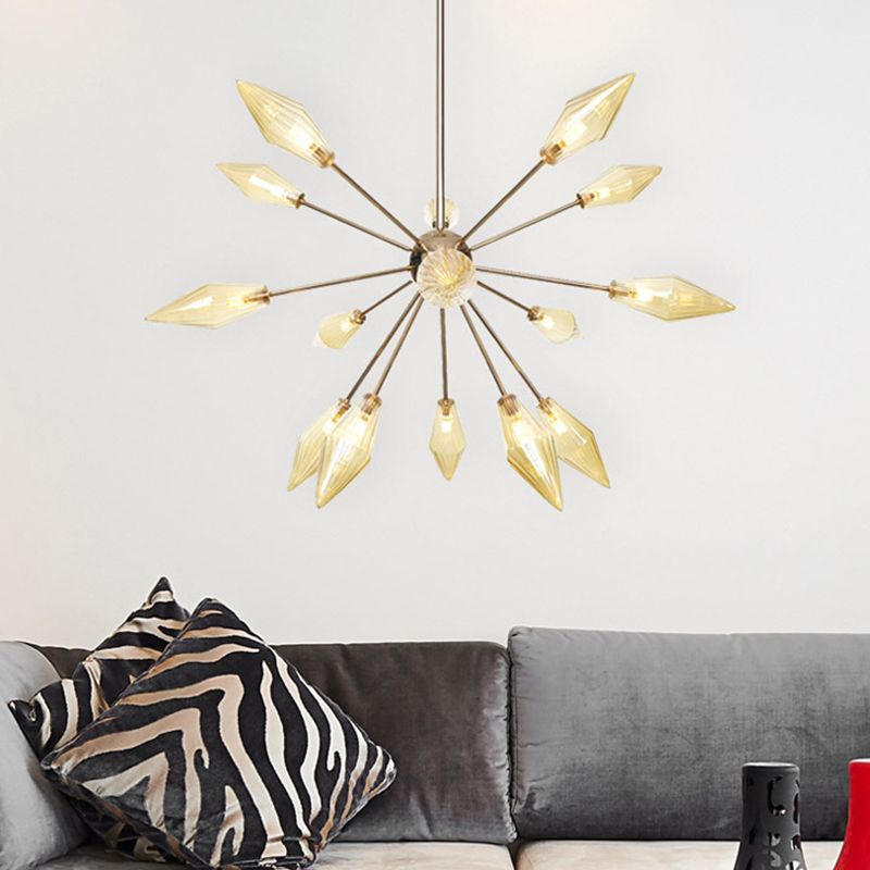 Forme de diamant Place de lustre suspendue Amber / verre transparent 9/12/15-15 HEAUX ÉCLAIR