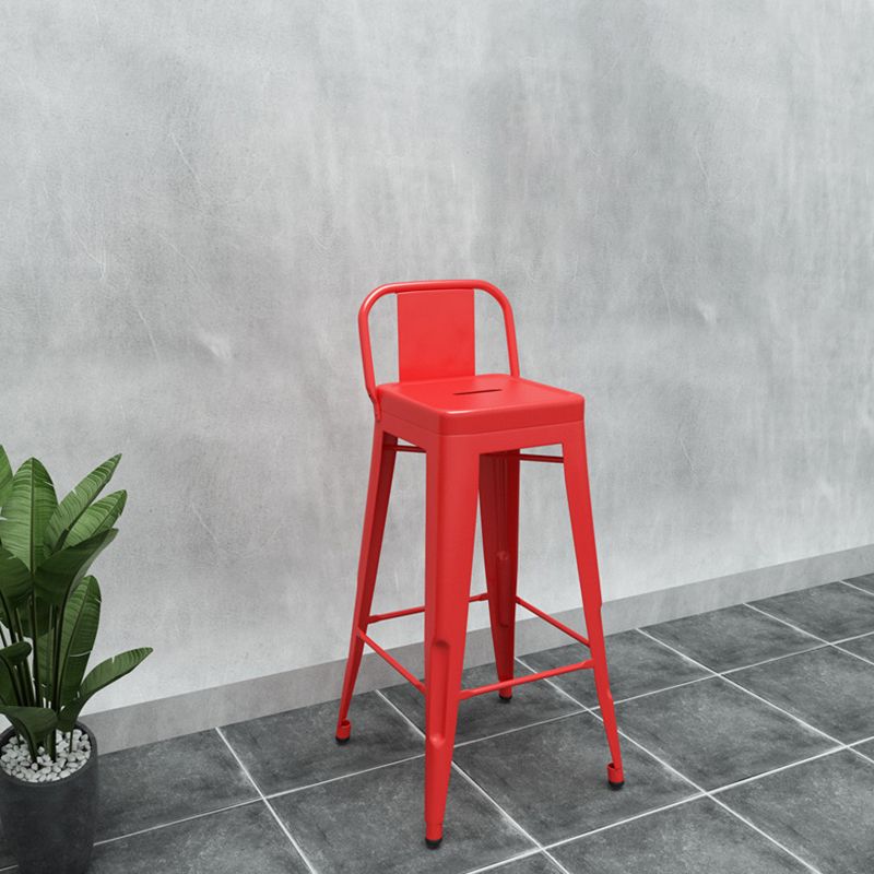 Contemporary Metal Barstool Low Back Counter Stool with Iorn 4 Legs