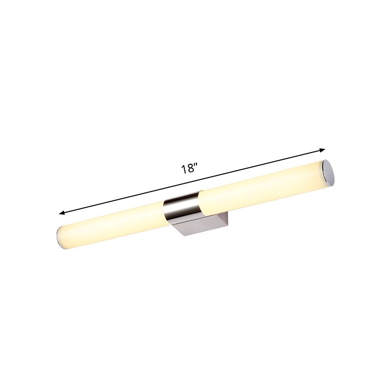 Acrylic Tube Wall Vanity Light Modern Chrome Finish LED Sconce Lamp in Warm/White Light, 18"/23.5"/31.5" Length