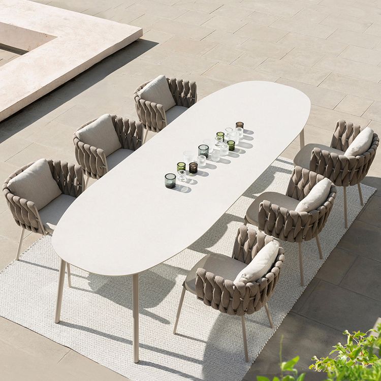 Contemporary Aluminum Coffee Table Metal Frame Outdoor Dining Table