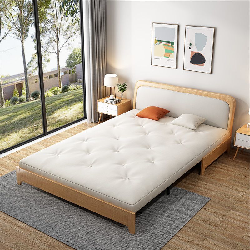 Scandinavian Beige Futon Sleeper Sofa Armless Futon and Mattress