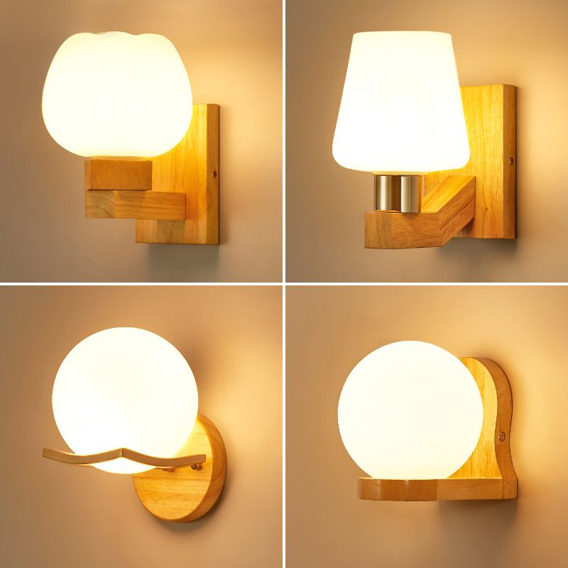 Estilo contemporáneo Luces de apliques de pared geométrica madera 1 lámpara de luz liviana