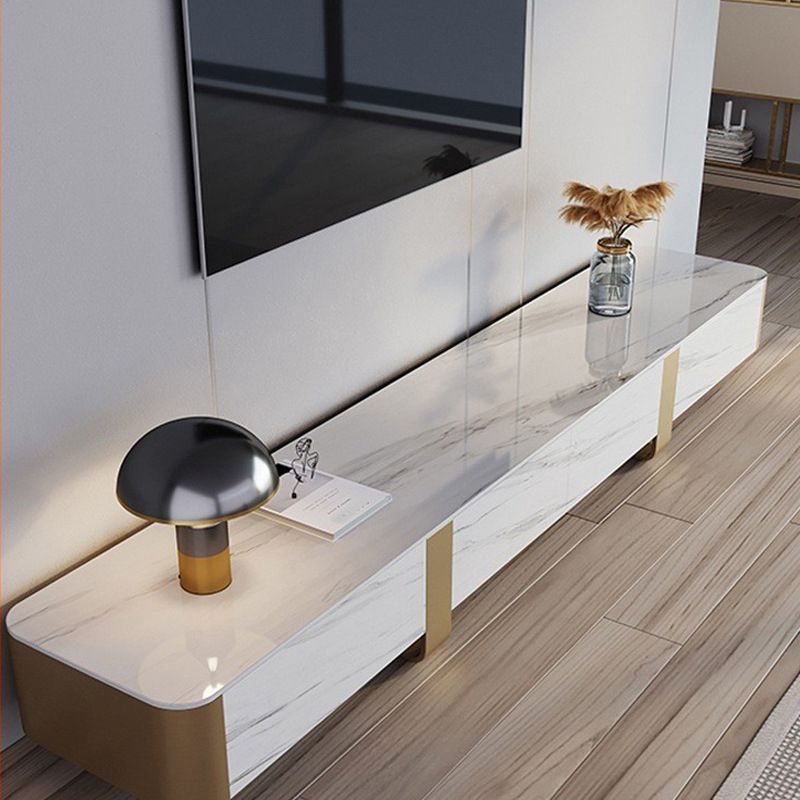 Contemporary Stone TV Console Enclosed Storage TV Stand Console for Living Room