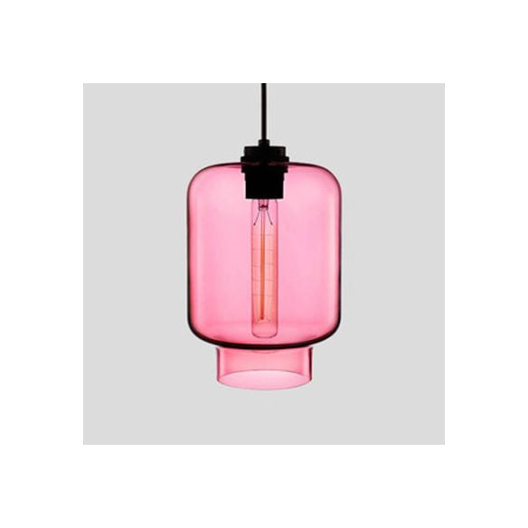 Lampe suspendue cylindrique Verre de simplicité 1 rose clair / jaune / bleu plafond plafond