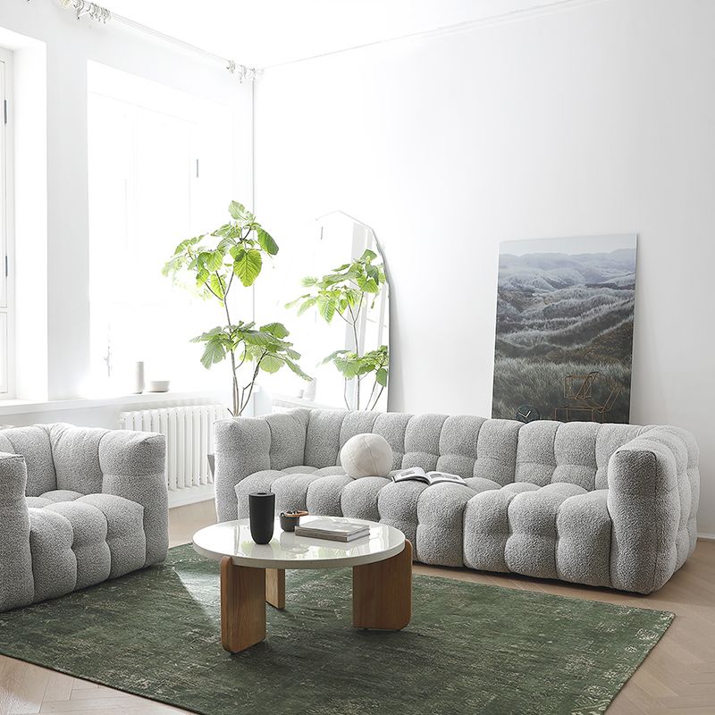 Beige and Gray Standard Seating Tuxedo Arm Sofa Biscuit Back for Apartment