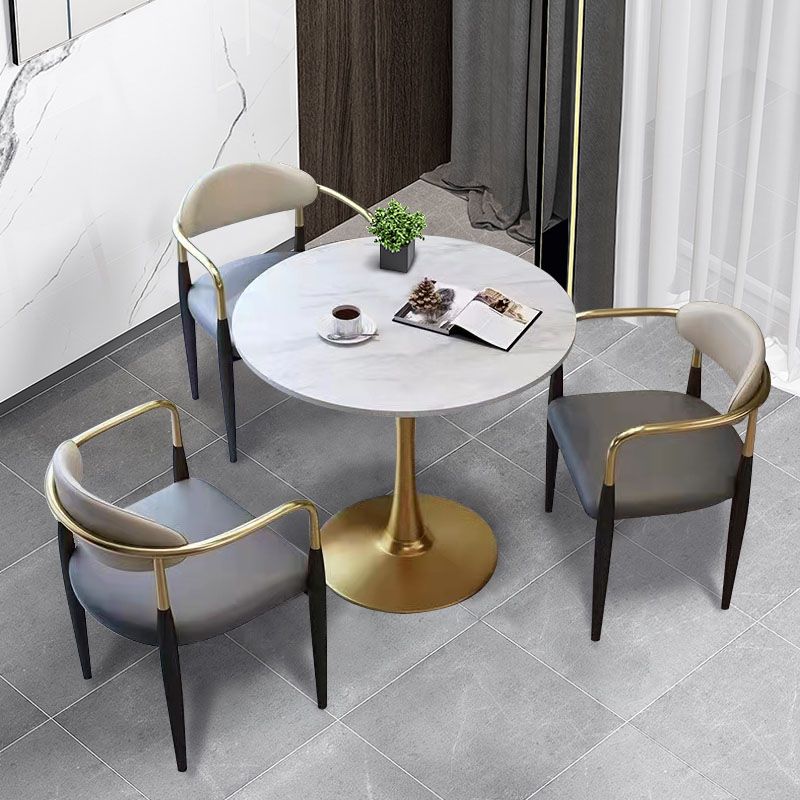 Modern Style Arm Chair Open Back Dining Chair with Metal Legs