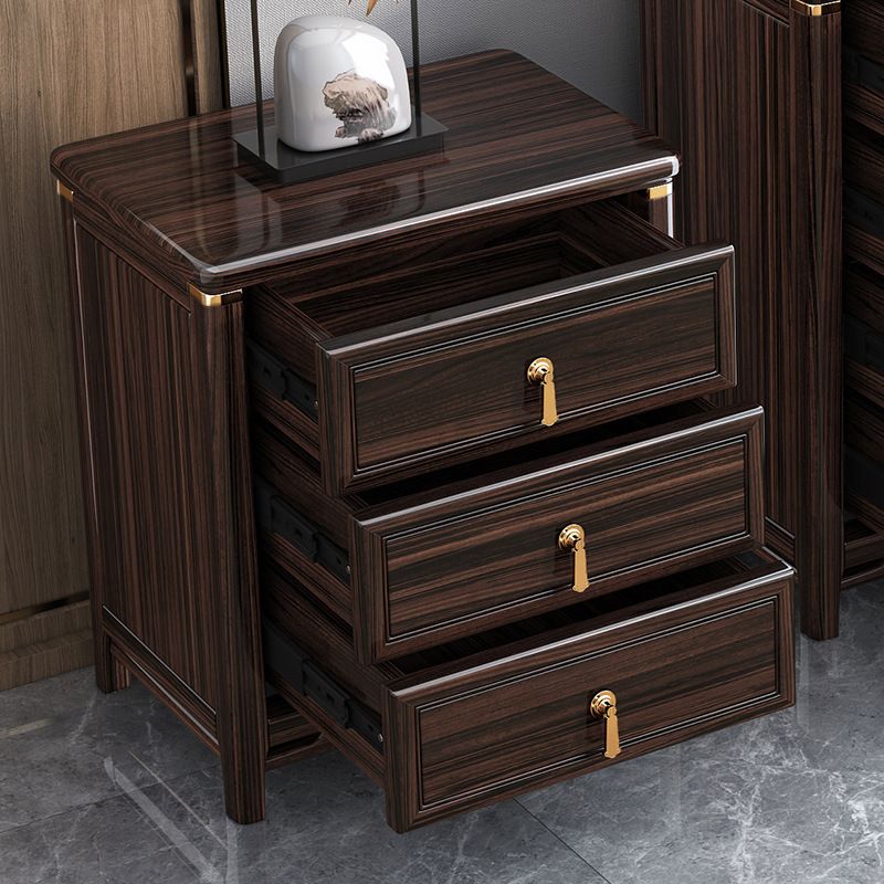 Glam Solid Wood Storage Chest Home Chest in Brown with Drawers