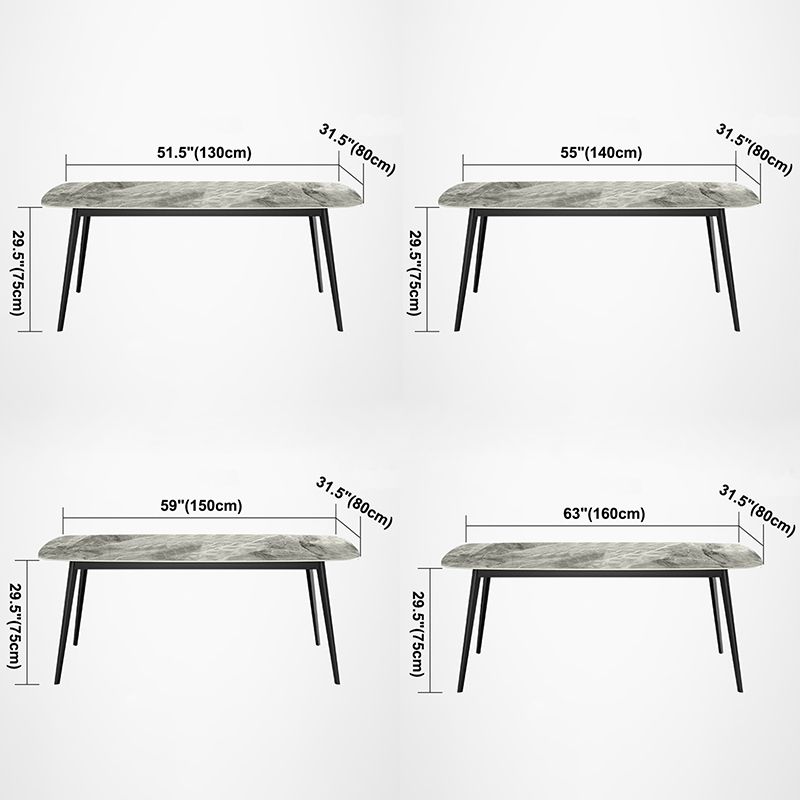 Mesa de comedor de piedra sinterizada de estilo moderno mesa gris rectangular con 4 patas para el hogar