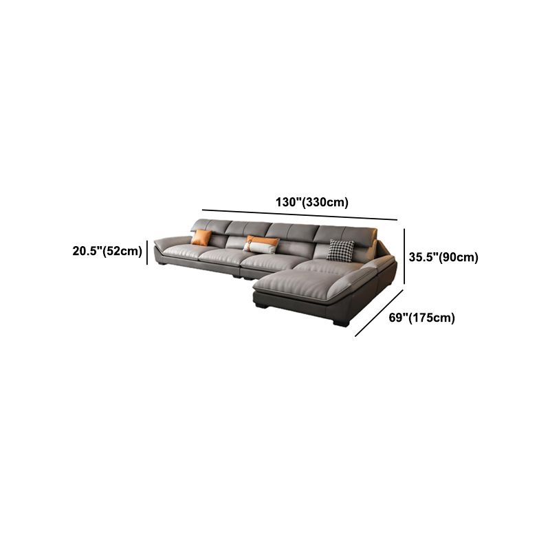 Pillow Top Arm Sectional L-shape 4-seater Faux Leather Sectional
