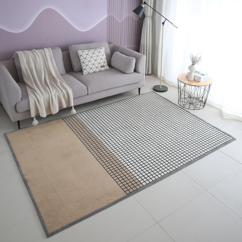 Grey Modern Carpet Polyester Striped Carpet Washable Carpet for Living Room