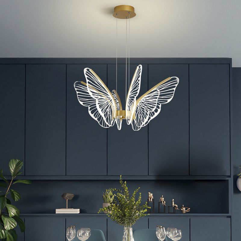 Butterfly Acrylic Ceiling Lamp Modern Style Multi Lights Pendant Lighting Fixtures