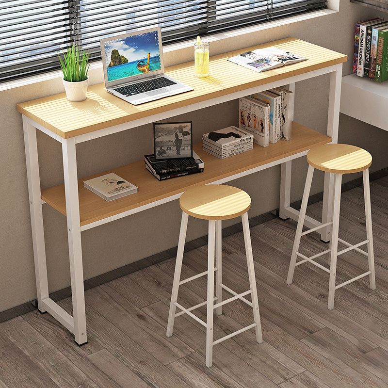 Industrial Style 40-inch Bar Table Wood Top Pub Table with Metal Base(only table)