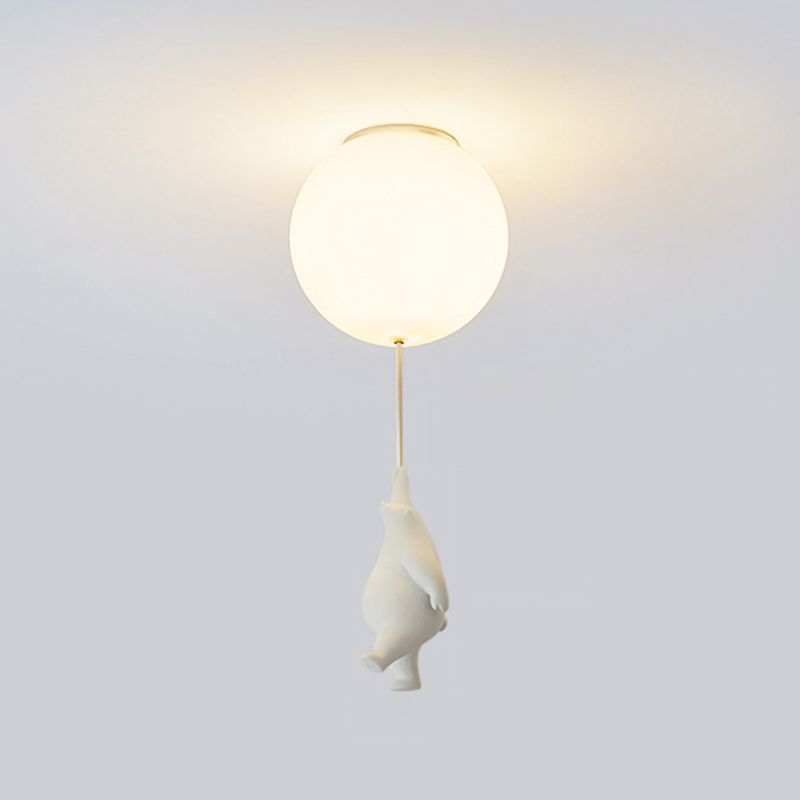 Spherical Ceiling Mount Light Creative Bear Shape Close to Ceiling Light for Bedroom