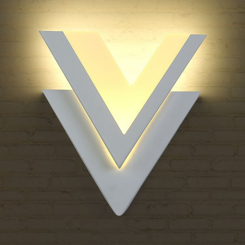 V-Shaped LED Wall Mounted Light Simplicity Acrylic Living Room Wall Sconce Lighting in White