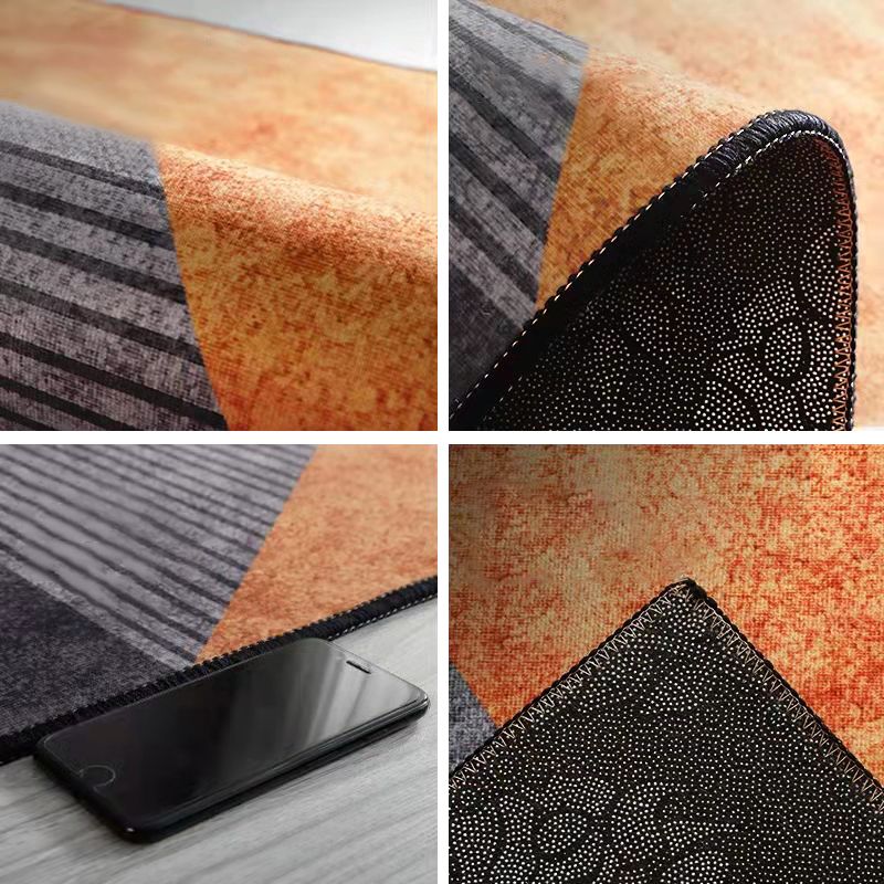 Dark Orange Modern Carpet Polyester Geometric Carpet Washable Carpet for Home Decor
