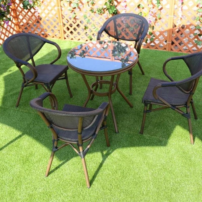 1/4/5 Pcs Rattan Dining Set Glass Top Modern Dining Table Set