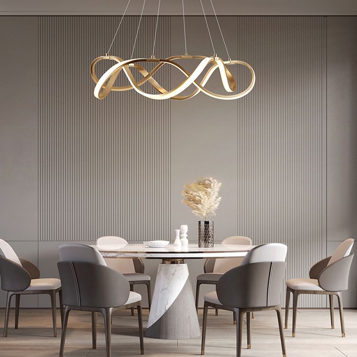 Contemporary Chandeliers Seamless Curves Hanging Pendant Lights with Acrylic Shade