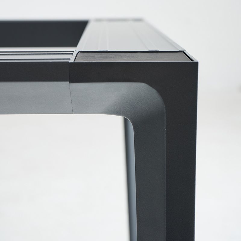 Grey Sintered Stone Top Dining Table Rectangle Table with Metal Base and 4 Legs