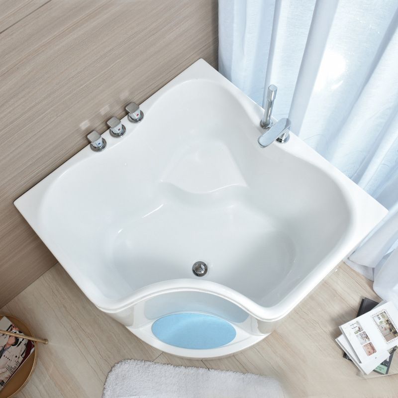 Modern Home Acrylic Bathtub White Corner Bath Tub with Seat Included