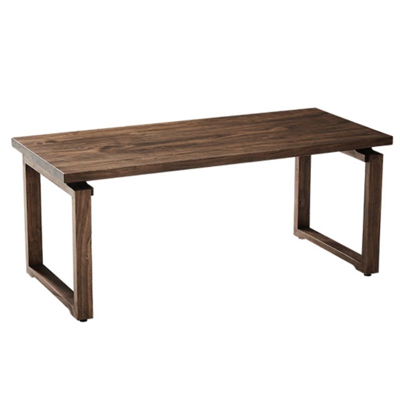 Rectangular Solid Wood Brown Table Modern Furniture with Double Pedestal