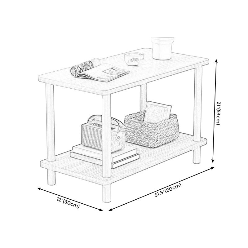 Modern Wooden Side Table Square / Rectangle White and Wood 4 - Legs Sofa Side Table