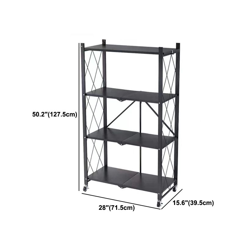 Contemporary Metal Etagere Bookshelf Stackable Open Bookcase with Caster Wheels