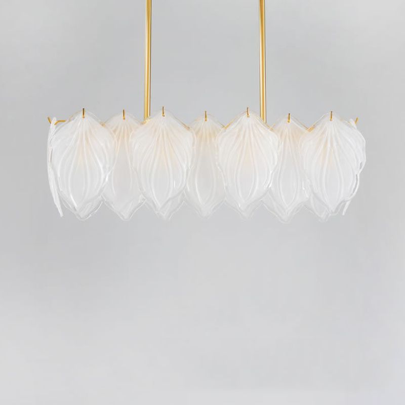 4 Light leaf Island Lights Modern Lighting Chandelier Glass and Metal Island Lamps in Gold