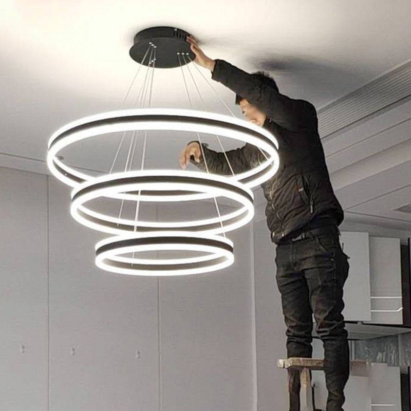 Schwarzstufte Metallkreis Decke Anhänger zeitgenössische Deckenbeleuchtung