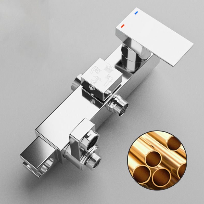 Wall Mounted Rectangle Shower System Spot Resist Copper Modern Style Shower System