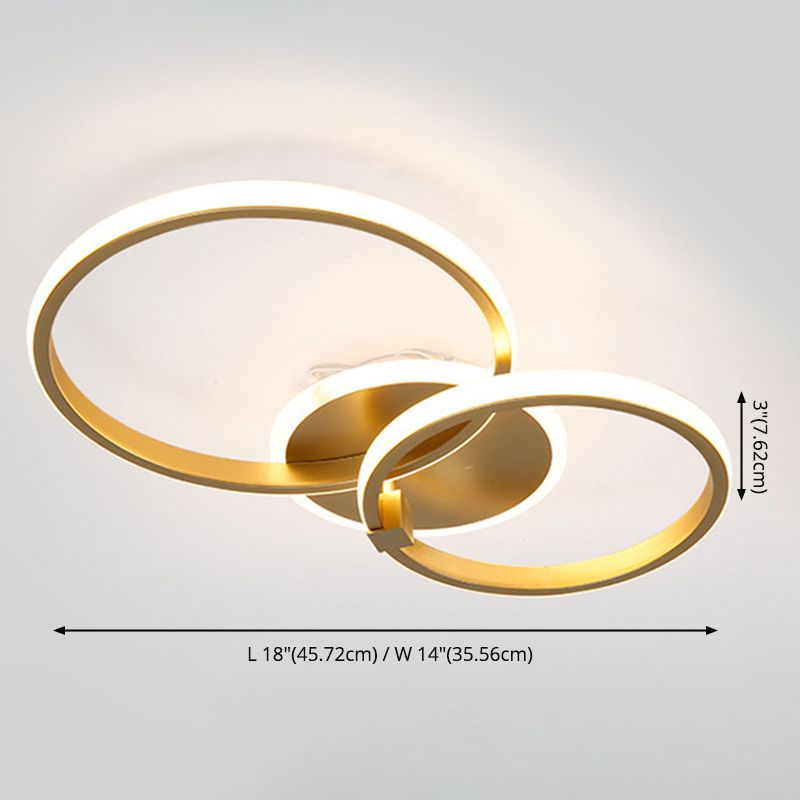 Circle Semi Flush Mount Light Fixture 2 Lights Acrylic Contemporary Ceiling Lights Flush Mount