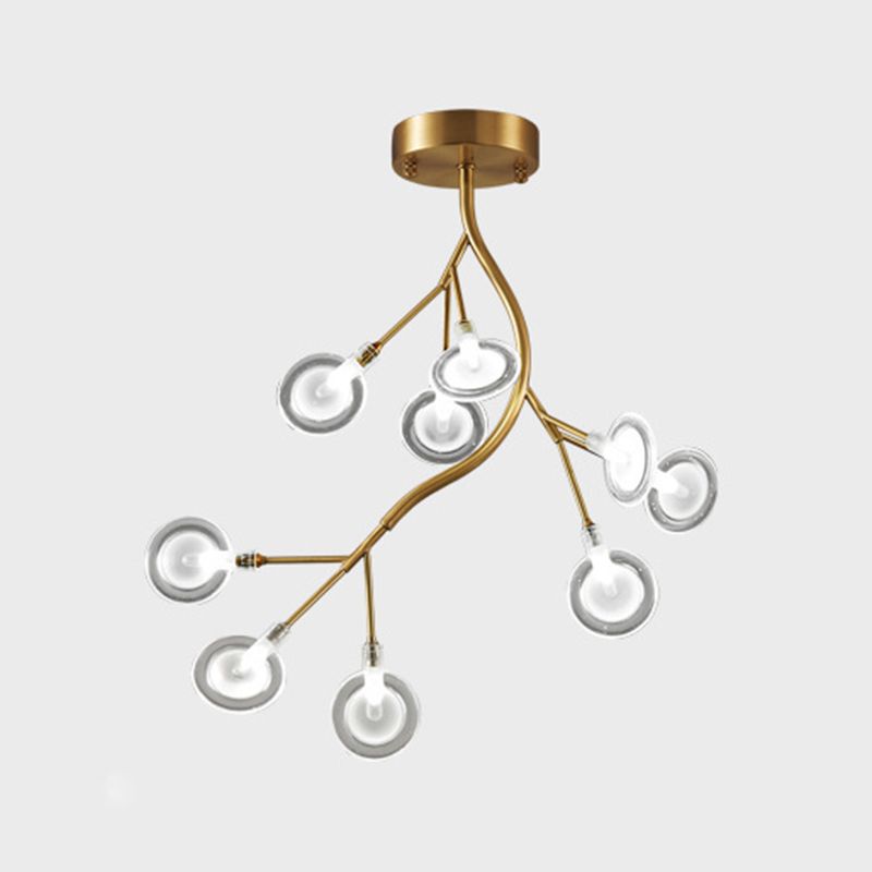 Metal Branch Flush Mount Light Simplicity Semi LED Flush Chandelier with Firefly Shade