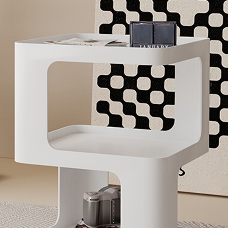 Ultra-Modern Side End Snack Table with Metal Shelves Bedroom Side Table